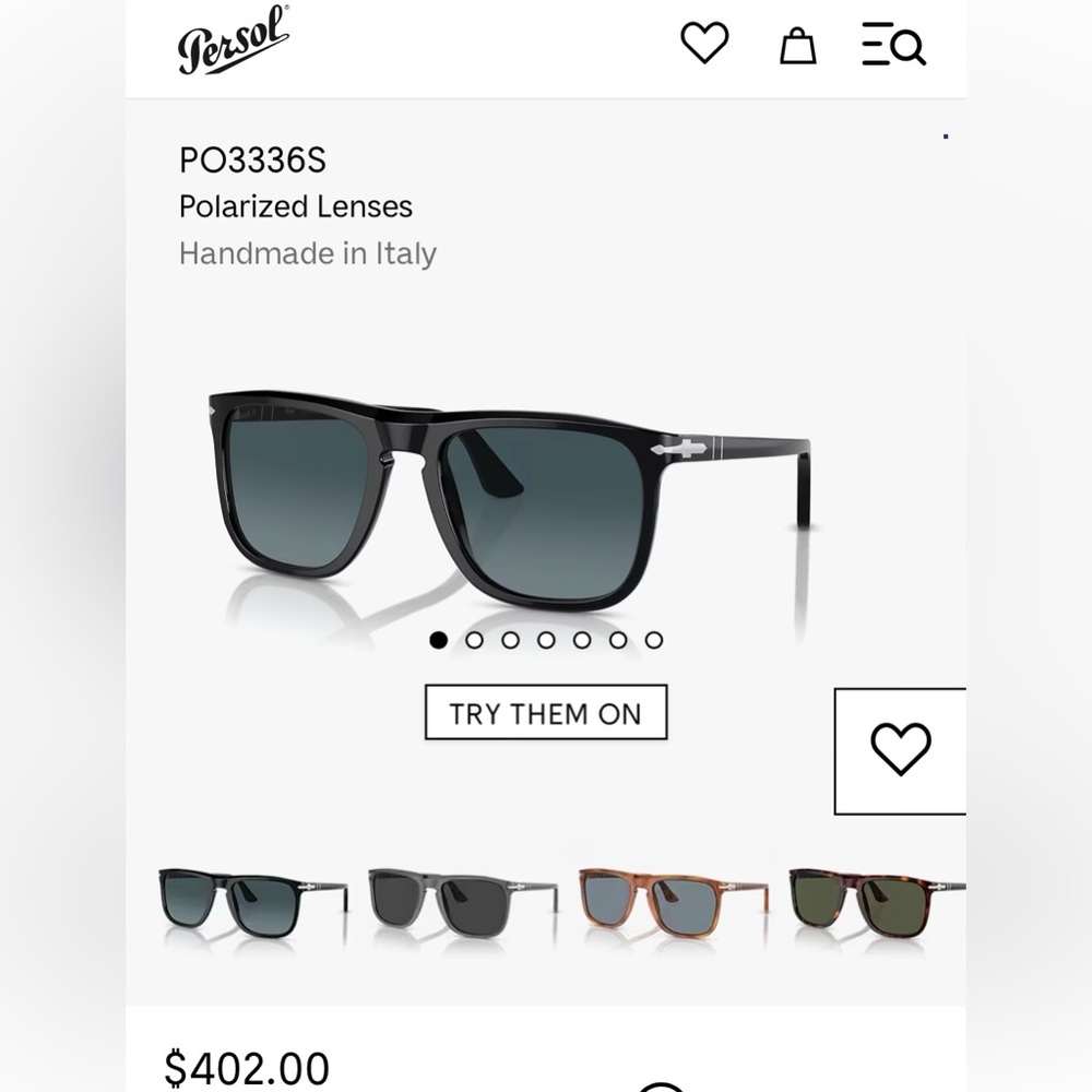 PERSOL Black Men’s Sunglasses PO3336S